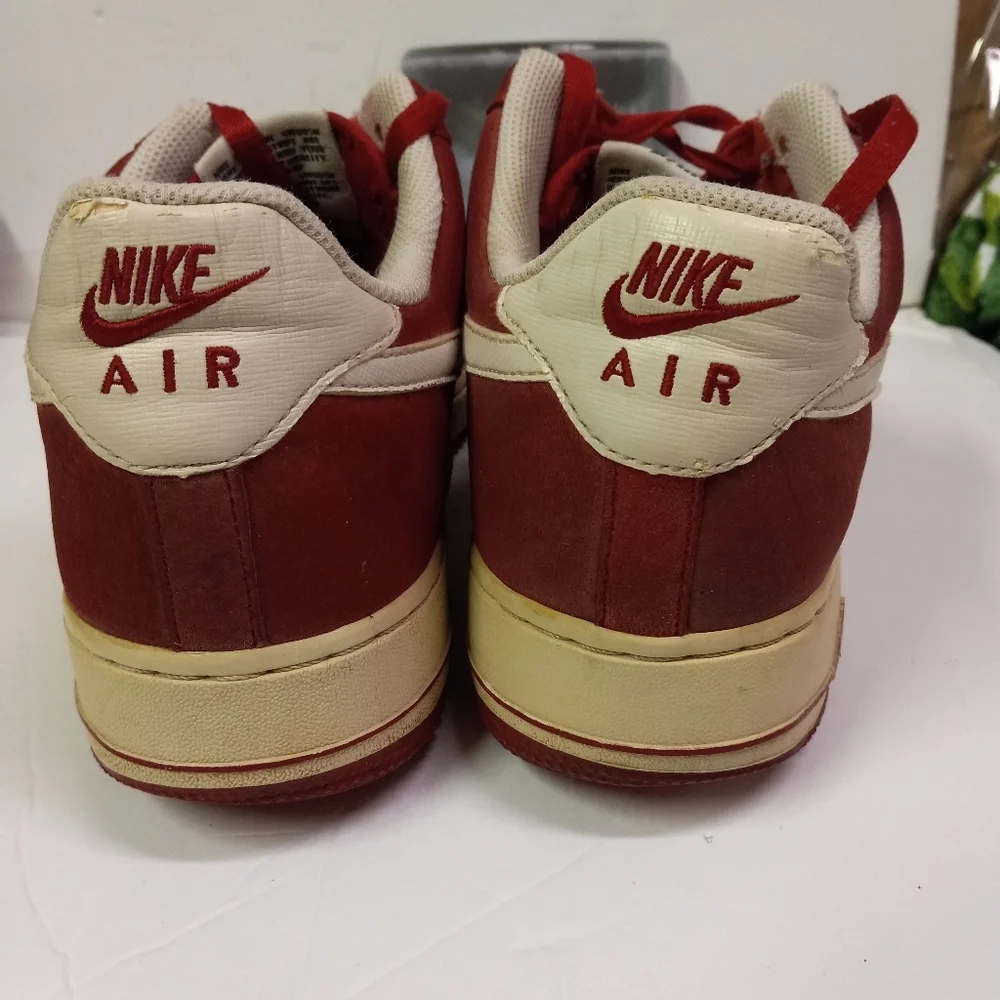 Nike Air Force1 Sneakers  Mens  Red Suede Leather Swoosh Size 11